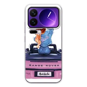 Силиконовый Чехол на Xiaomi 17 Pro Max с картинкой Стильных Девушек (Девушка на машине)