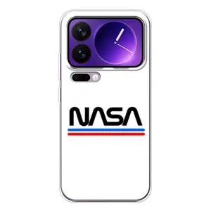 Силиконовый бампер с принтом "Наса" на Xiaomi 17 Pro Max (NASA на белом фоне)