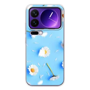 Чехол с Цветами для Xiaomi 17 Pro Max (ромашки на голубом)