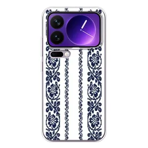 Силиконовый Чехол на Xiaomi 17 Pro Max с картинкой Вышиванки (Синяя вышиванка)