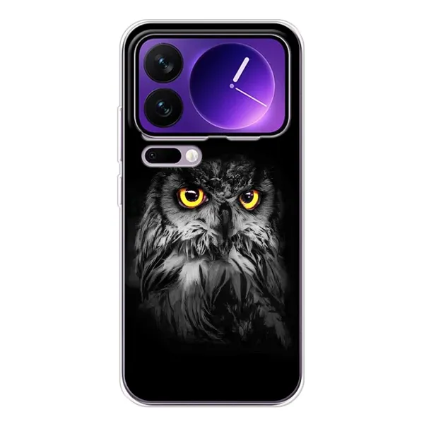 Чехол с рисунком «Сова на чёрном» для Xiaomi 17 Pro Max Чехол с рисунком «Сова на чёрном» для Xiaomi 17 Pro Max