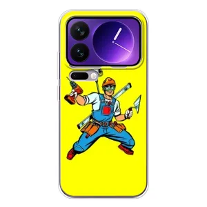 Силиконовый бампер (Работники) на Xiaomi 17 Pro Max (Строитель)