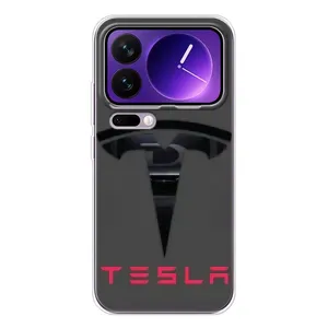 Силіконовий бампер з картинкою машини на Xiaomi 17 Pro Max (Logo TESLA)