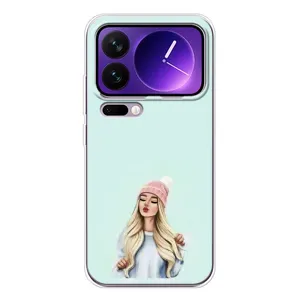 Силиконовый Чехол на Xiaomi 17 Pro Max с картинкой Стильных Девушек (В шапке)