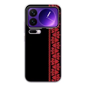 Силиконовый Чехол на Xiaomi 17 Pro Max с картинкой Вышиванки (Вышиванка на черном)