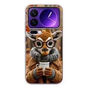 Печатный чехол «Зверята с кофе» для Xiaomi 17 Pro Max (Жираф с кофе)