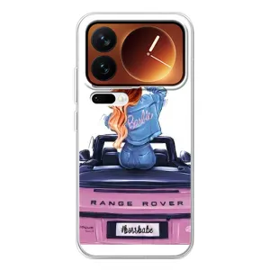 Силиконовый Чехол на Xiaomi 17 Pro с картинкой Стильных Девушек (Девушка на машине)
