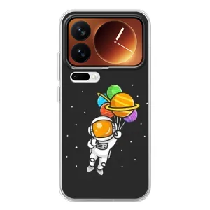 Силіконовый Чохол з принтом "Космонавти" на Xiaomi 17 Pro (Космонавт з кульками)
