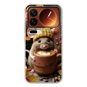 Друкований чохол 'Звірята з кавою' для Xiaomi 17 Pro (Мишка з кавою)