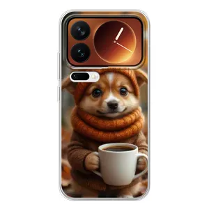 Друкований чохол 'Звірята з кавою' для Xiaomi 17 Pro (Песик з кавою)