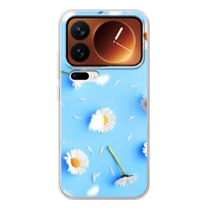 Чехол с Цветами для Xiaomi 17 Pro (ромашки на голубом)