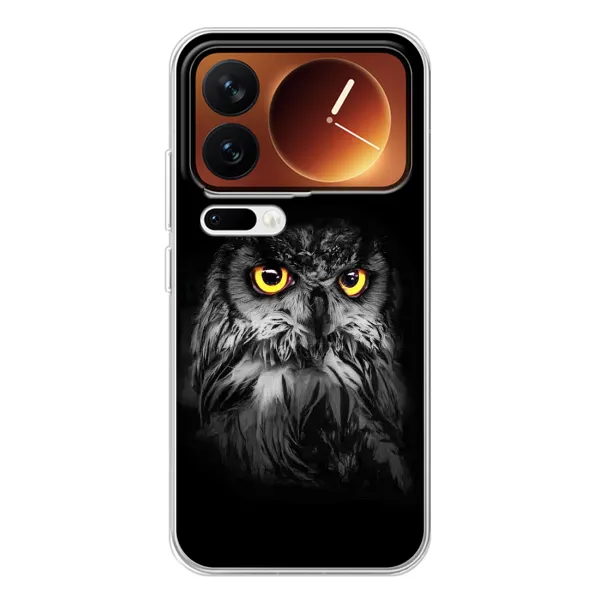Чехол с рисунком «Сова на чёрном» для Xiaomi 17 Pro Чехол с рисунком «Сова на чёрном» для Xiaomi 17 Pro