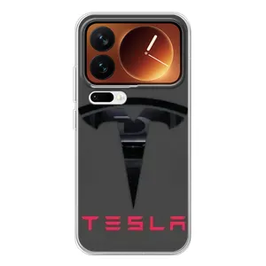 Силіконовий бампер з картинкою машини на Xiaomi 17 Pro (Logo TESLA)