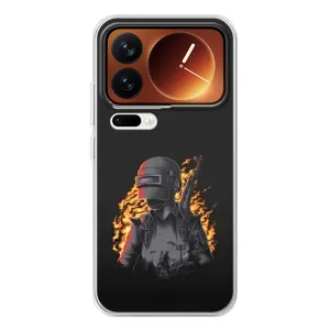 Силиконовый чехол с картинкой "Герой Pubg" на Xiaomi 17 Pro (В огне)