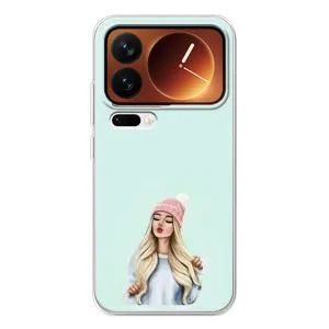 Силиконовый Чехол на Xiaomi 17 Pro с картинкой Стильных Девушек (В шапке)