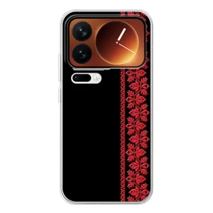 Силиконовый Чехол на Xiaomi 17 Pro с картинкой Вышиванки (Вышиванка на черном)