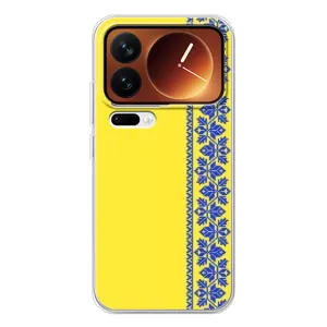 Силиконовый Чехол на Xiaomi 17 Pro (Вышиванка на желтом)
