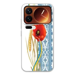 Силиконовый Чехол на Xiaomi 17 Pro с картинкой Вышиванки (Вышиванка с цветком)