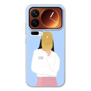 Силиконовый Чехол на Xiaomi 17 Pro с картинкой Стильных Девушек (Желтая кепка)