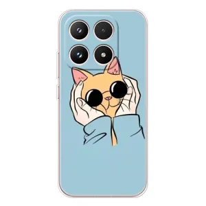 Бампер с изображением Котиков для Xiaomi семнадцать (КОТИК в очках)