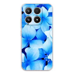 Силиконовый бампер с принтом (цветочки) на Xiaomi семнадцать (Синие цветы)