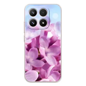 Силиконовый бампер с принтом (цветочки) на Xiaomi семнадцать (Сиреневые цветы)