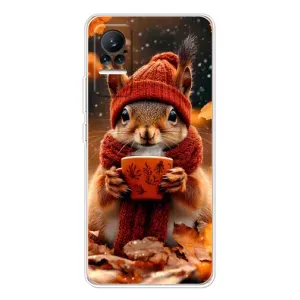 Печатный чехол «Зверята с кофе» для Xiaomi Civi 1S (Белка с кофе)