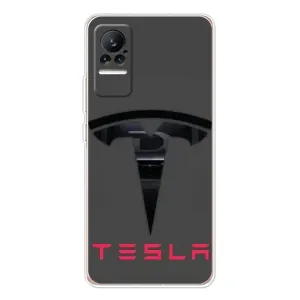 Силиконовый бампер с картинкой машины на Xiaomi Civi 1S (Logo TESLA)