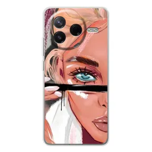 Силиконовый Чехол на Xiaomi Civi 4Pro с картинкой Стильных Девушек (Девушка и ресницы)