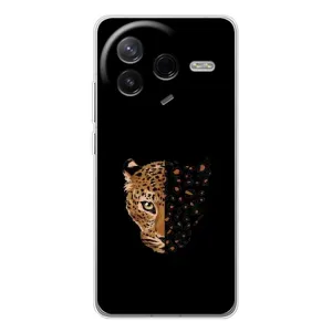 Чехол с леопардовым принтом на Xiaomi Civi 4Pro (Леопард на черном)