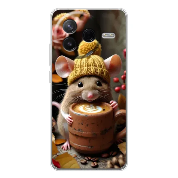 Чехол с рисунком «Мышка с кофе» для Xiaomi Civi 4Pro Чехол с рисунком «Мышка с кофе» для Xiaomi Civi 4Pro