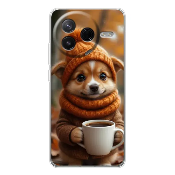 Чехол с рисунком «Собачка с кофе» для Xiaomi Civi 4Pro Чехол с рисунком «Собачка с кофе» для Xiaomi Civi 4Pro
