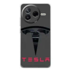 Силиконовый бампер с картинкой машины на Xiaomi Civi 4Pro (Logo TESLA)
