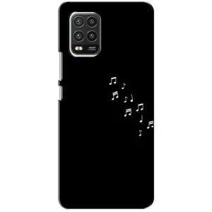 Чехол с картинками на черном фоне для Xiaomi Mi 10 Lite (Ноты)