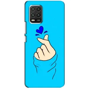 Чехлы (Знак сердечка) на Xiaomi Mi 10 Lite (Сердце на синем)