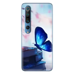 Силиконовый бампер с картинкой животных для Xiaomi Mi 10 Pro (Бабочка синяя)