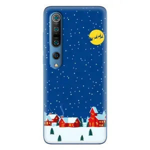 Силиконовый бампер на рождество для Xiaomi Mi 10 Pro (Город в снегу)