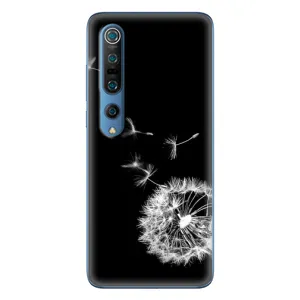 Силиконовый Чехол с одуванчиками на Xiaomi Mi 10 Pro (Одуванчик на чёрном)