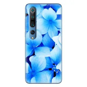 Силиконовый бампер с принтом (цветочки) на Ми 10 Про (Синие цветы)