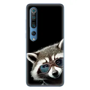 Силиконовый Чехол с Енотами на Xiaomi Mi 10 Pro (Стильный Енот)