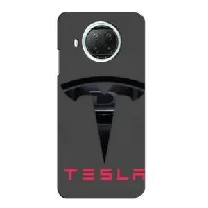 Силиконовый бампер с картинкой машины на Xiaomi Mi 10i (Logo TESLA)