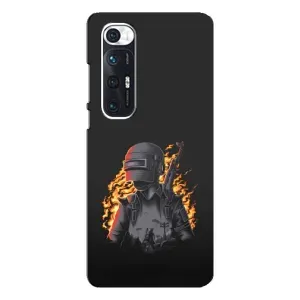 Силиконовый чехол с картинкой "Герой Pubg" на Xiaomi Mi 10s (В огне)