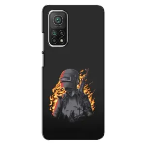 Силиконовый чехол с картинкой "Герой Pubg" на Xiaomi Mi 10T Pro (В огне)