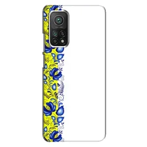 Силиконовый Чехол на Xiaomi Mi 10T Pro с картинкой Вышиванки (Желто-синяя вышиванка)