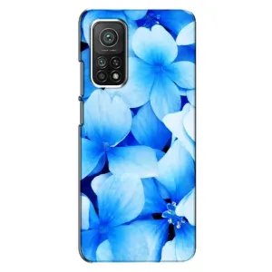 Силиконовый бампер с принтом (цветочки) на Сяоми Ми 10т (Синие цветы)