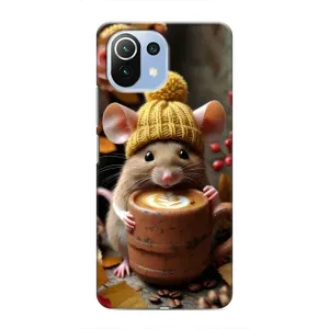 Печатный чехол «Зверята с кофе» для Xiaomi Mi 11 Lite (Мышка с кофе)