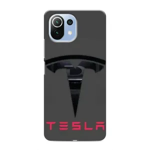 Силиконовый бампер с картинкой машины на Xiaomi Mi 11 Lite (Logo TESLA)