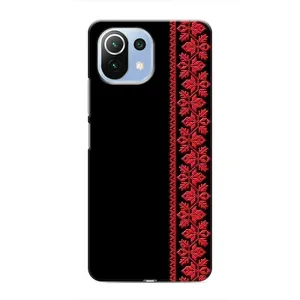 Силиконовый Чехол на Xiaomi Mi 11 Lite с картинкой Вышиванки (Вышиванка на черном)