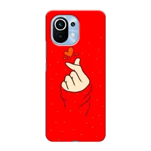 Чохол (Знак сердечка) для Xiaomi Mi 11 (Сердечко на червоному)