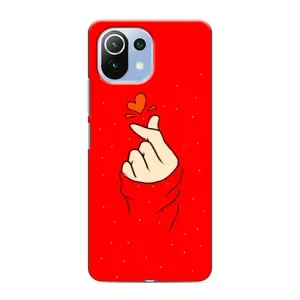 Чохол (Знак сердечка) для Xiaomi Mi 11i (Сердечко на червоному)